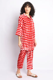 Red Shibori Shirt Co-Ord