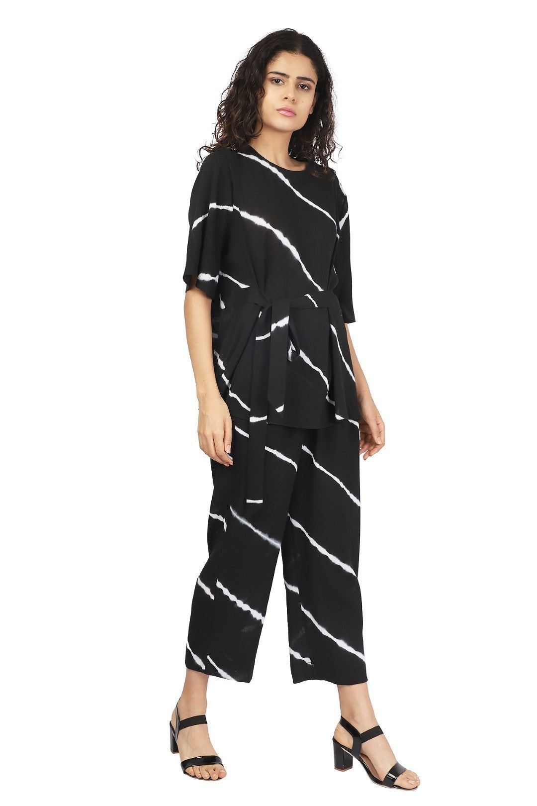Black Shibori Stripes Co-Ord
