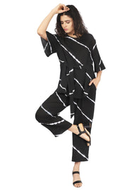 Black Shibori Stripes Co-Ord