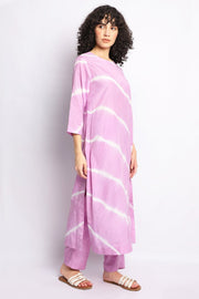 Lilac Hand-Done Leheriya Kurta Coord
