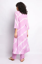 Lilac Hand-Done Leheriya Kurta Coord