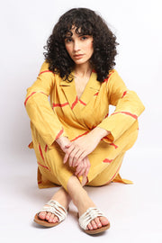 Mustard And Rust Shibori Wrap Co-Ord
