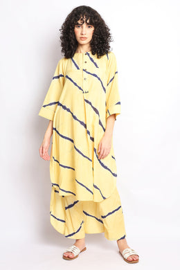 Yellow And Blue Asymmetrical Stripes Co-Ord