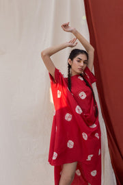 Handdone Shibori Red Kaftan