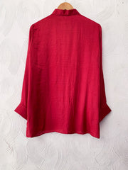 Dark Pink Bandhani Floral Silk Shirt