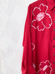 Dark Pink Bandhani Floral Silk Shirt