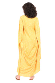 Mustard Yellow Bandhani Drape Dress
