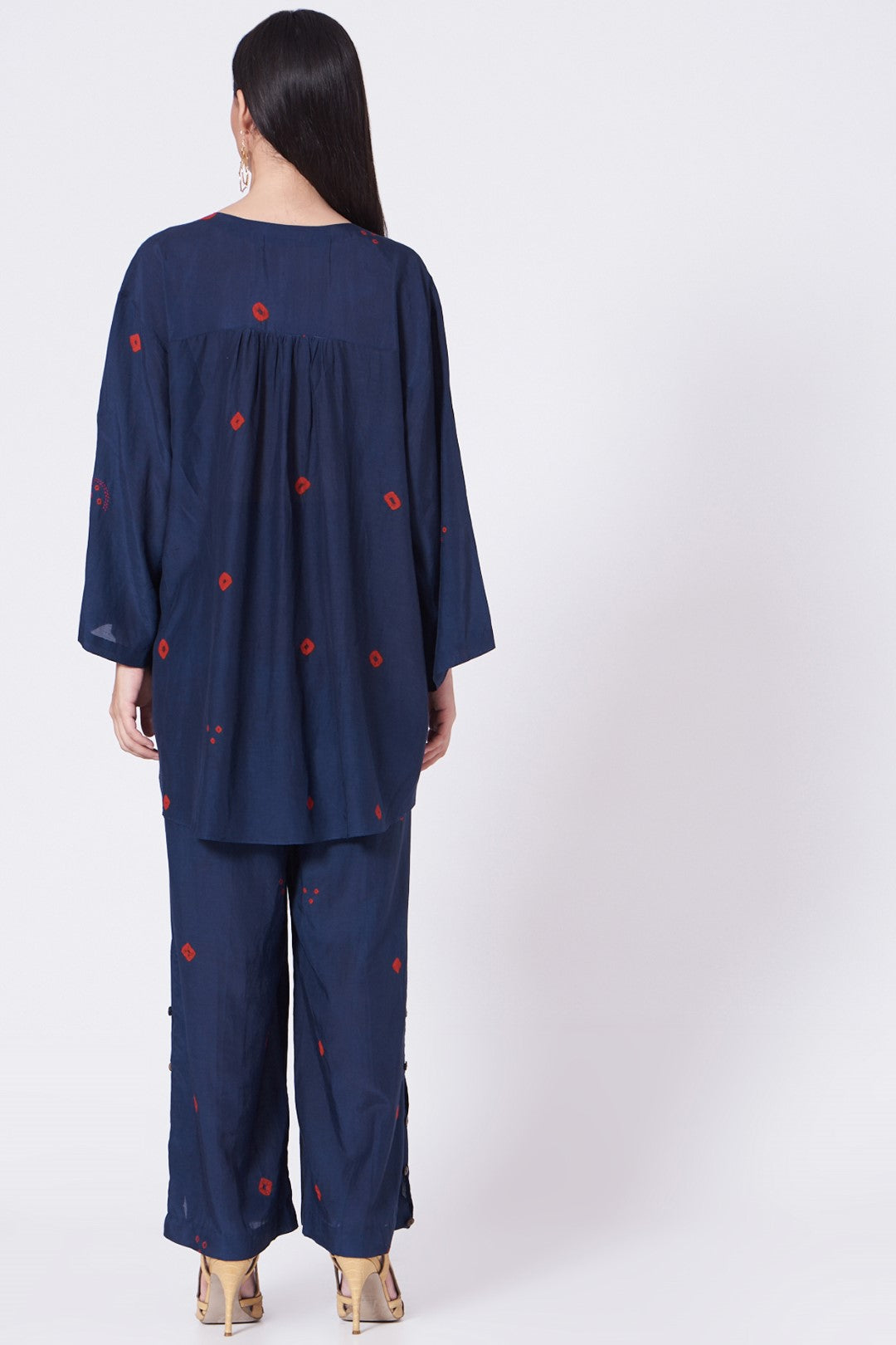 Blue And Red Bandhani Co-Ord