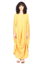 Mustard Yellow Bandhani Drape Dress