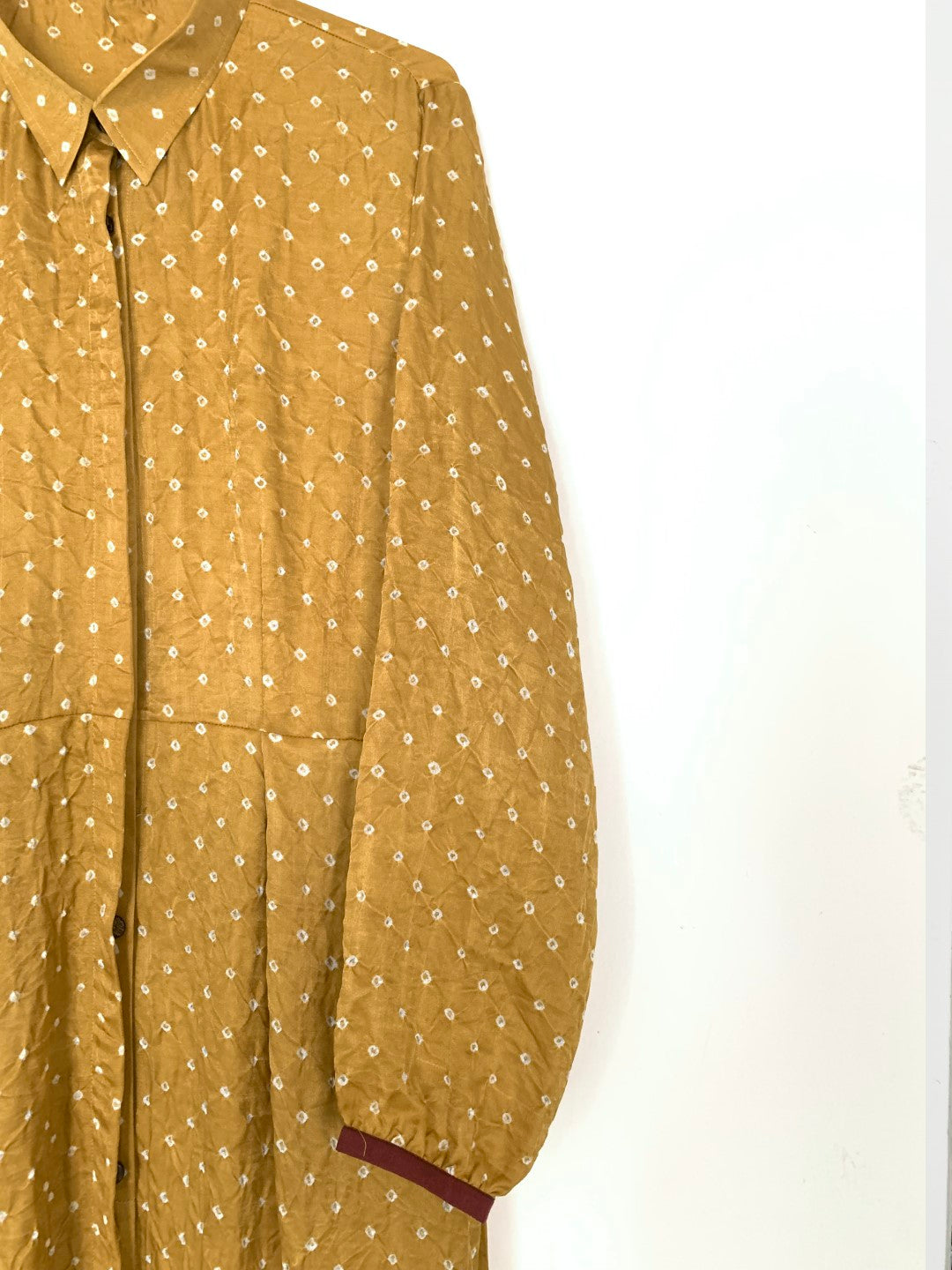 Mustard Bandhani Silk Kurta With Plain Pants
