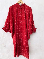 Red Bandhani Waterfall Shirt