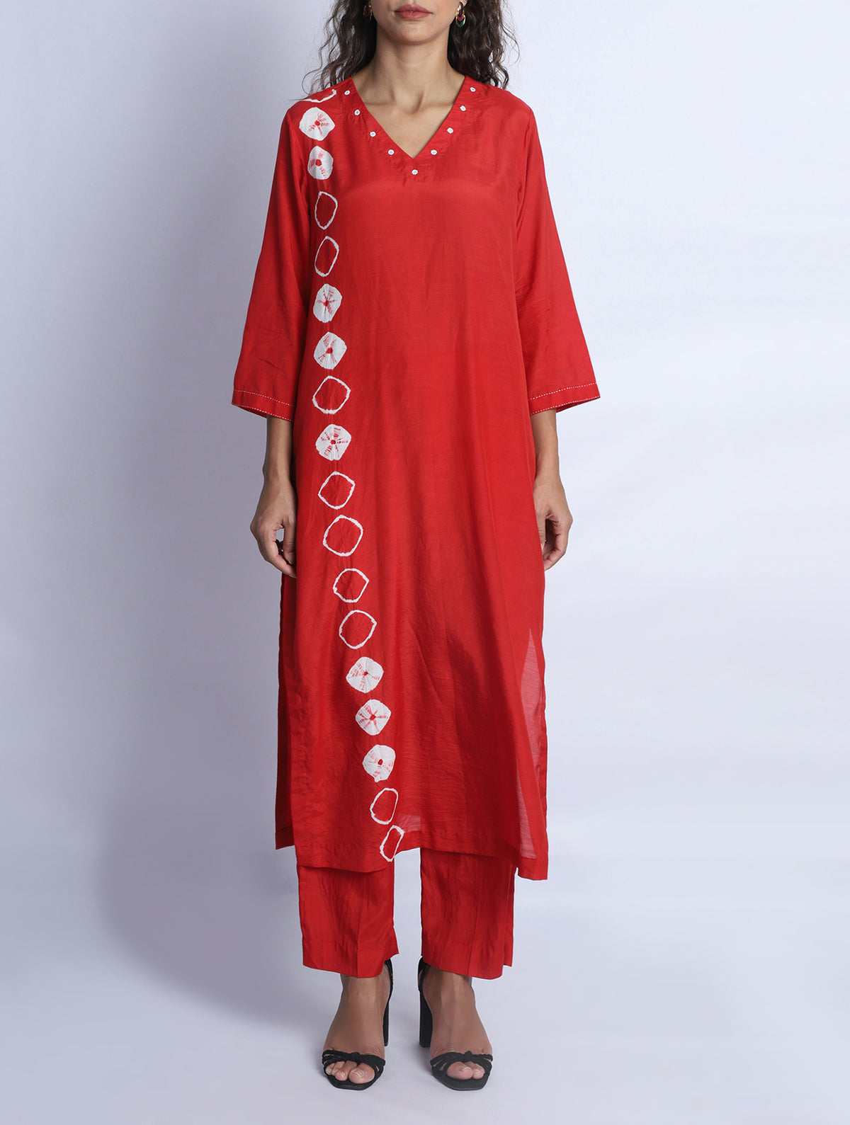 Red Mirror Kurta Set