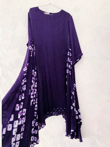 Purple Handkerchief Bandhani Kurta