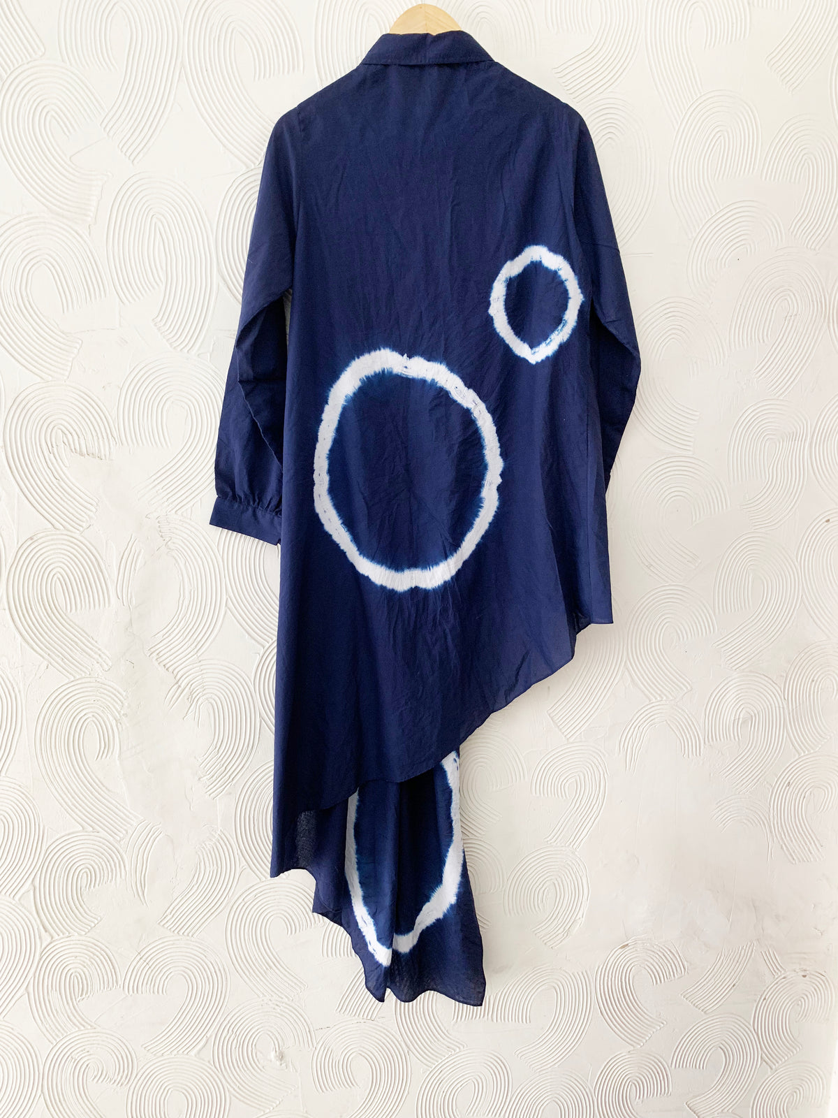 Blue Shibori Asymmetrical Shirt Dress
