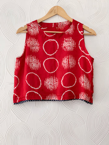 Hand-Done Shibori Silk Crop Top