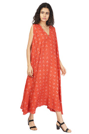 Bandhani Rust Twirl Dress