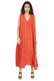Bandhani Rust Twirl Dress