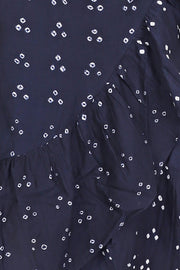 Blue Bandhani Ruffle Wrap Dress