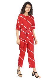 Red Shibori Stripes Co-Ord