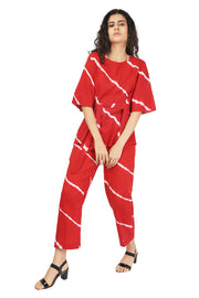 Red Shibori Stripes Co-Ord