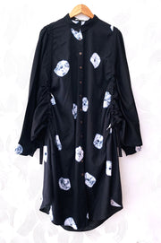 Black Shibori Drawstring Tunic