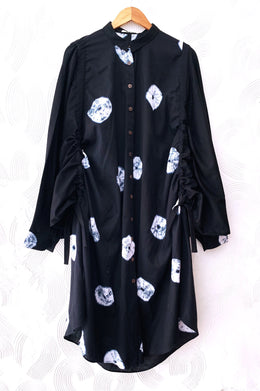 Black Shibori Drawstring Tunic