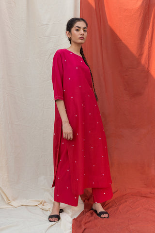 Red And Pink Ombre Bandhani Kurta Set