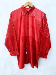 Red Shibori Drawstring Top