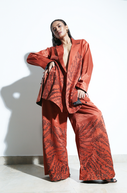 Silk Hand Done Bandhani Rust Pants