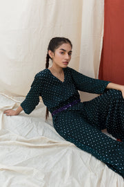 Teal Bandhani Jumpsuit