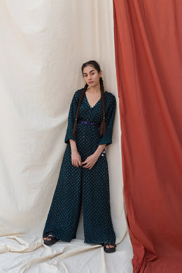 Teal Bandhani Jumpsuit