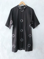 Olive Shibori Rings Shift Dress