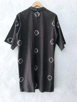 Olive Shibori Rings Shift Dress