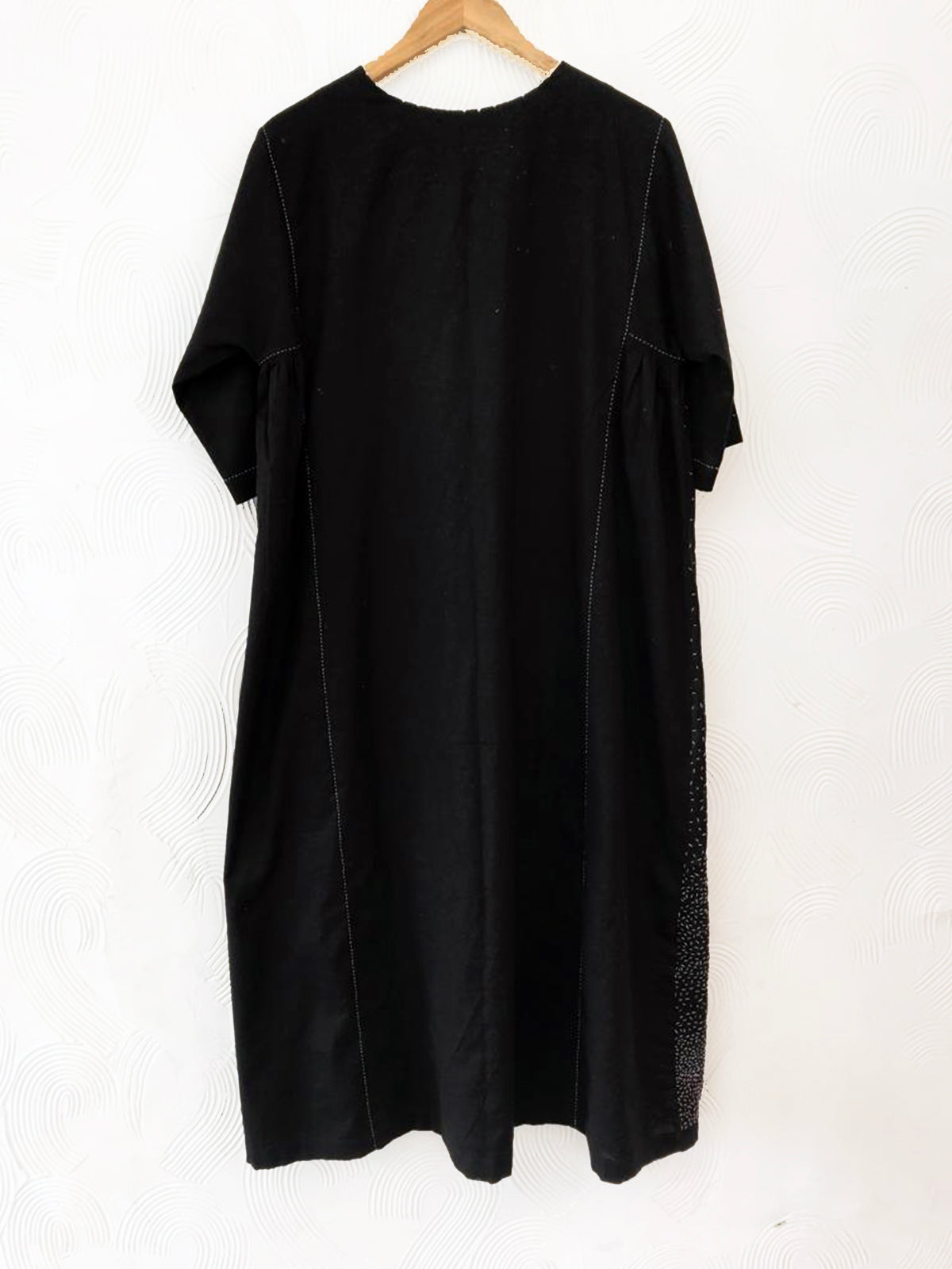Black Side Panel Embroidered Dress