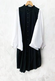 White And Black Drawstring Tunic