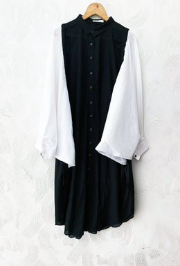 White And Black Drawstring Tunic