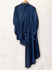 Blue Hand-Done Bandhani Dori Dress