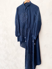 Blue Hand-Done Bandhani Dori Dress