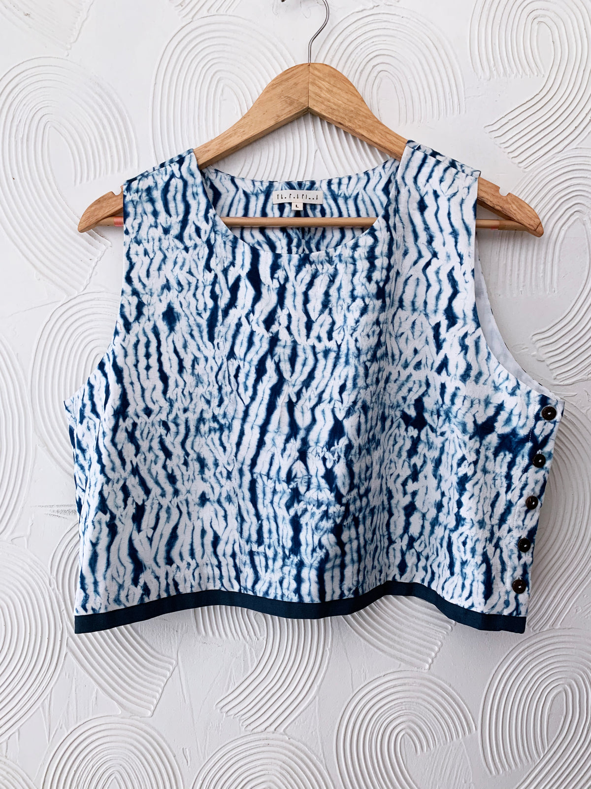Blue Hand-Done Shibori Silk Crop Top