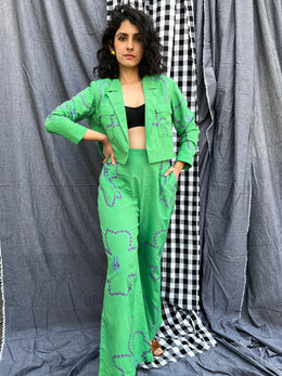 Green And Purple Floral Coord