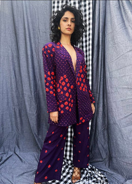 Purple And Rust Blazer Set