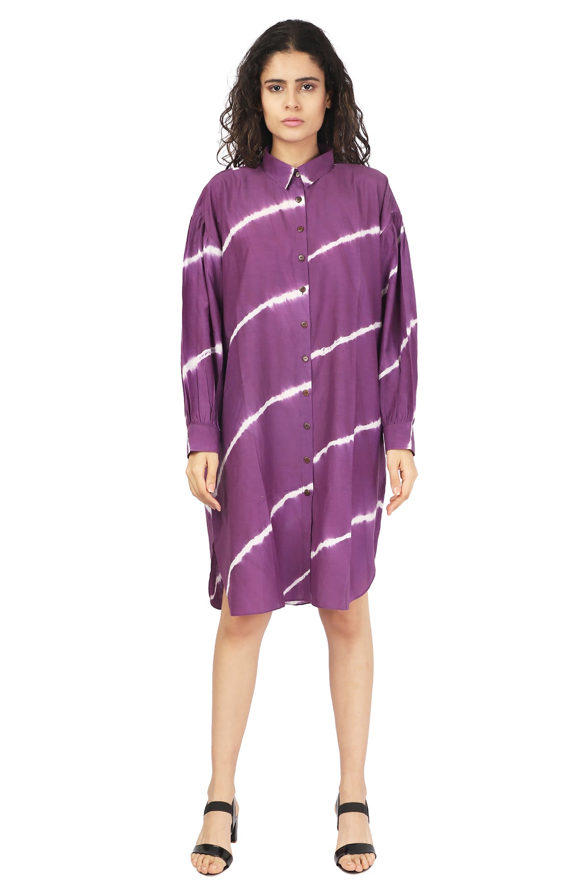 Stripes Purple Shirt Dress