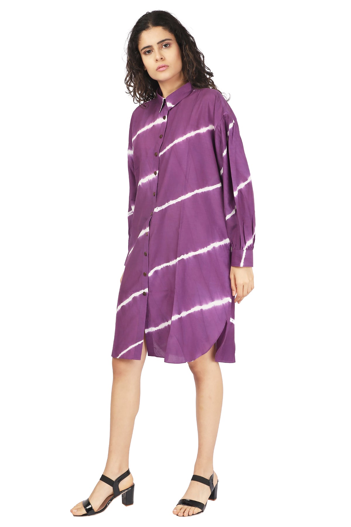 Stripes Purple Shirt Dress