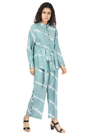 Ocean Blue Shibori Stripes Coord