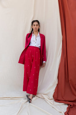 Ombre Bandhani Blazer,Pants And Shirt Set