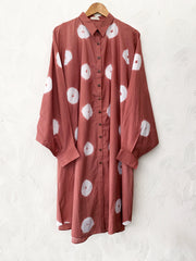Peach Shibori Drawstring Tunic