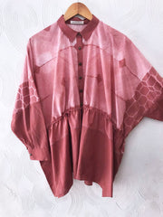 Peach Shibori Drawstring Top