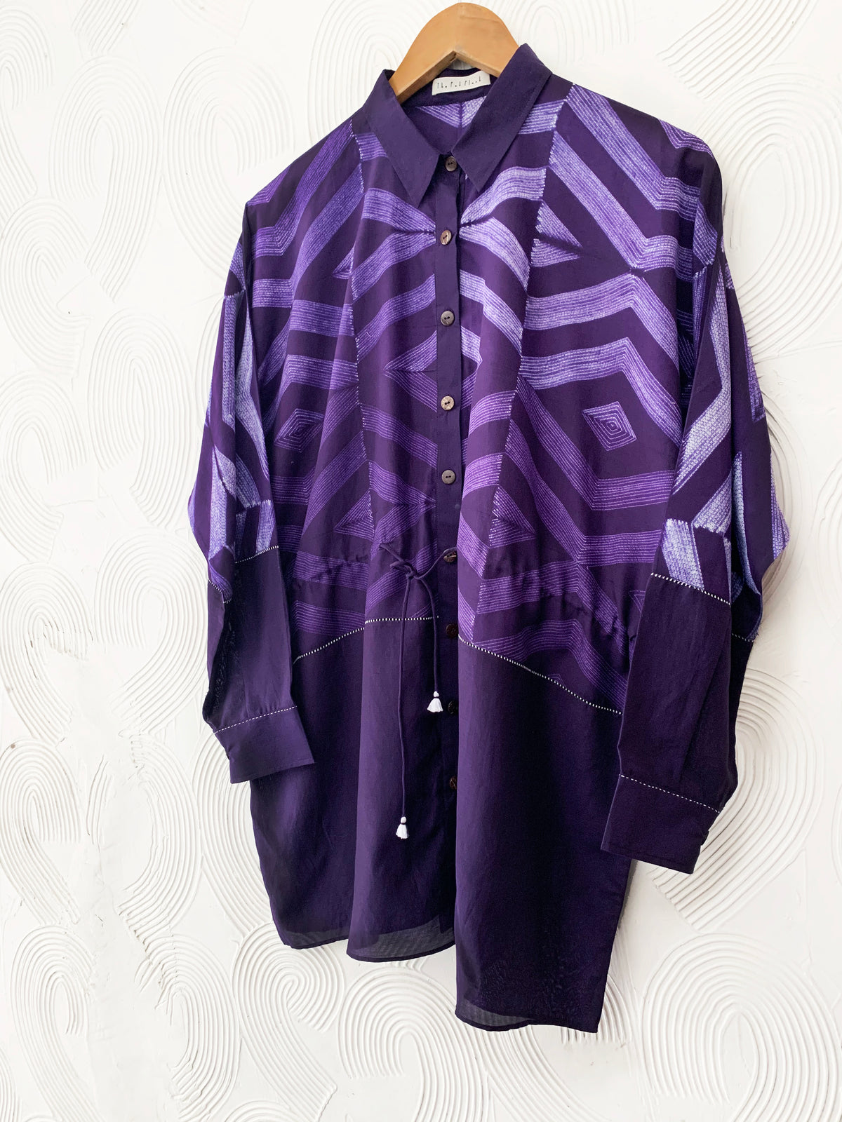 Purple Shibori Drawstring Top