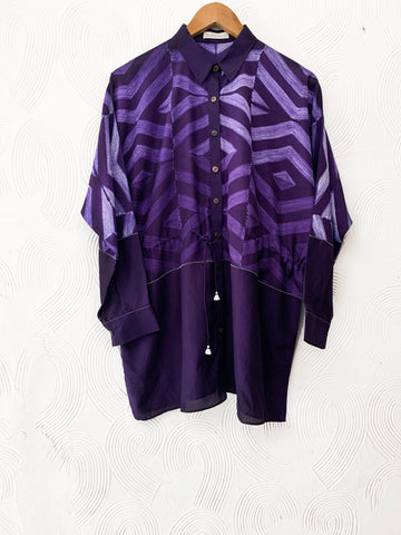 Purple Shibori Drawstring Top