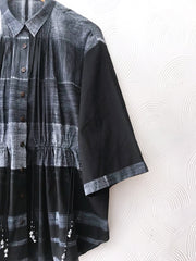 Black Shibori Drawstring Top